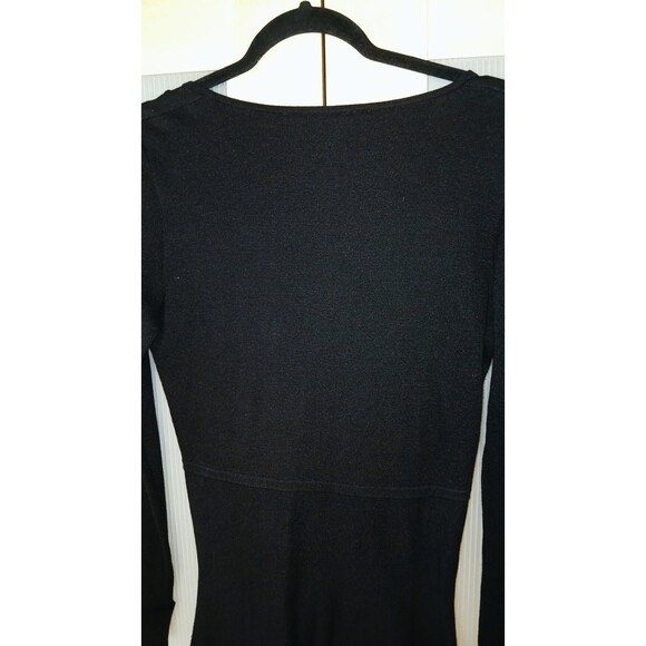 BCBG MaxAzria V-neck Black Dress Large Fit & Flare Travel Minimist LBD Stretch - Picture 6 of 10